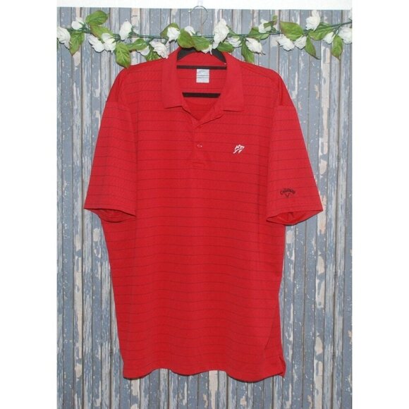 Callaway Golf Men's XL Red Striped Polo Shirt Dri-Fit Short Sleeve Wicking Athle - Picture 1 of 8